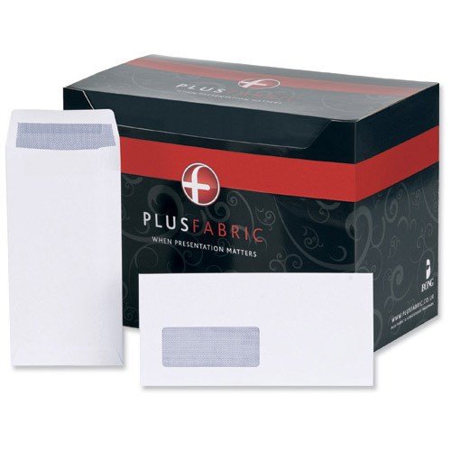 Plus Fabric Wallet Press Seal 110gsm 89x152mm WT PK500