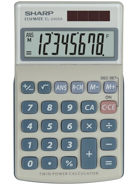 Sharp EL240SAB Handheld Calculator 8 Digit Angled Display